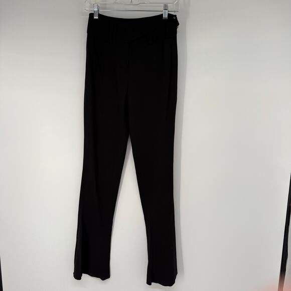 D&G Dolce & Gabbana Belted Wool Blend Flared Dress Pant Women's Size 26/40 Black - Picture 1 of 10